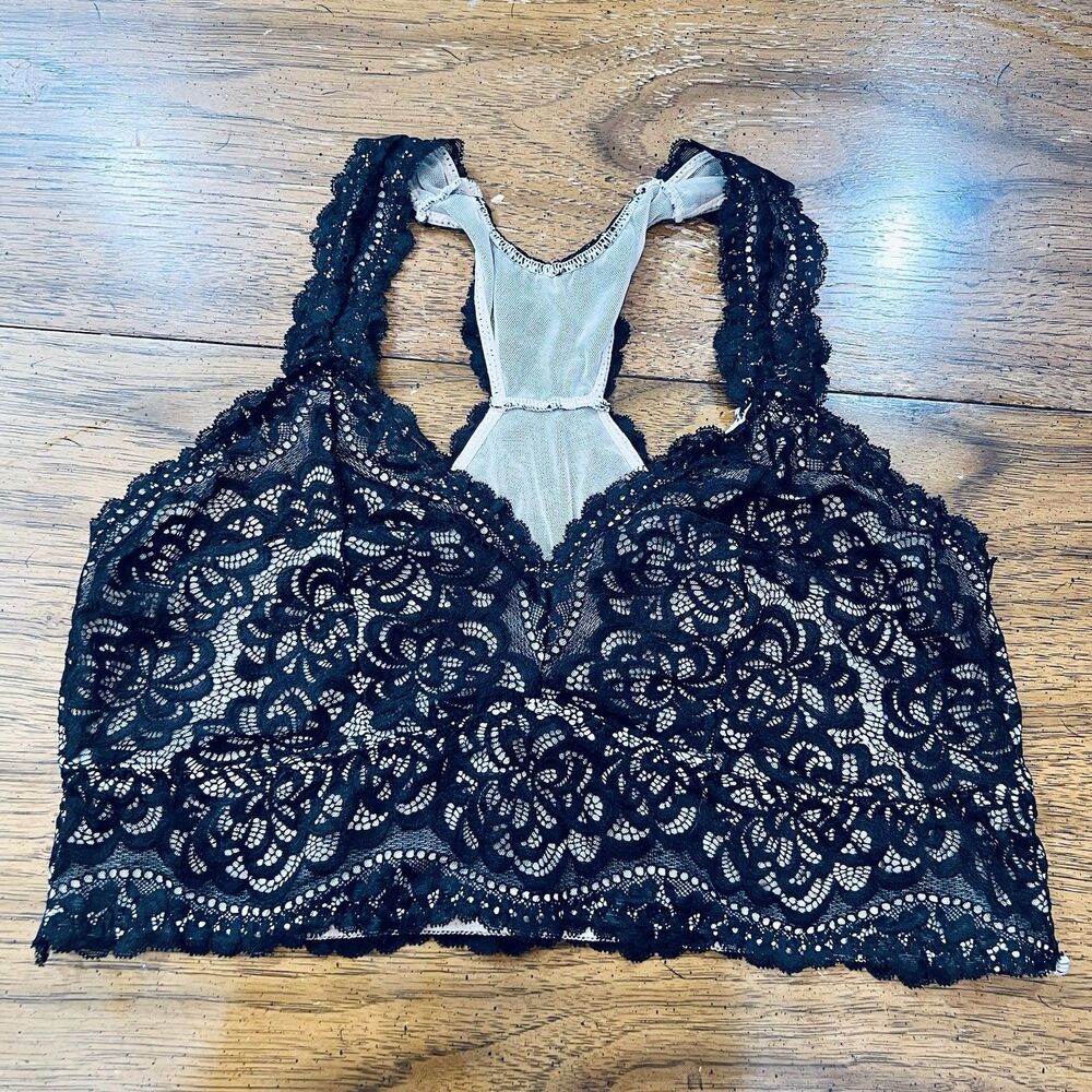 Torrid Curve Women's Size 2 Black Lace Racerback Bralette Unlined Mesh Bra 2X